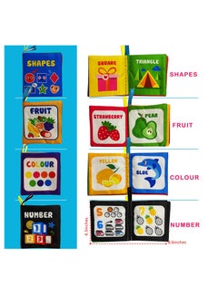بيوينتي 4-Pack Colorful Soft Cloth Baby Books, Interactive Learning Toys for Infants, Touch and Feel Crinkle Books Exploring Colors, Shapes, Numbers and Fruits  - Image 2