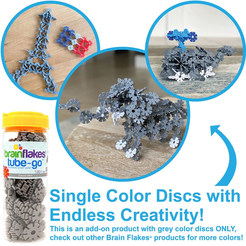 Brain Flakes 150+ Piece Tube-Go Gray - Classic Grey Single Color Add-On Travel Set - Image 3