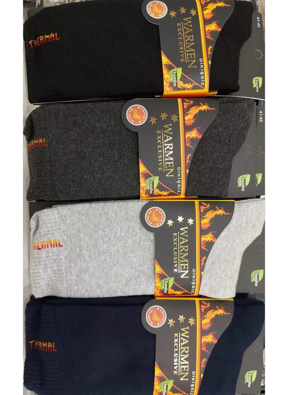 WARMEN Men's Bamboo Thermal Seamless Socks 12 Pieces