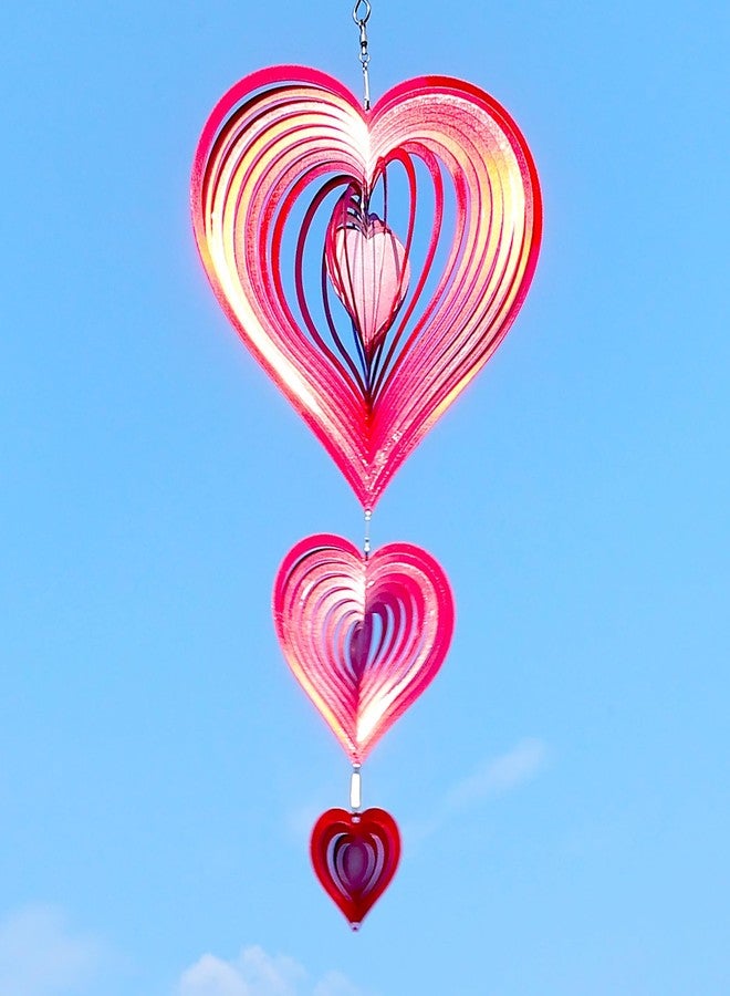 SOSUNLID Wind Spinners Outdoor, 3D Red Hearts Hanging Wind Spinners, 14 inches, Kinetic, Stainless-Steel Metal, Smooth Spinning, Indoor and Outdoor Decoration for Garden, Patio, Yard, Gift for Women Mom Wife - Image 4