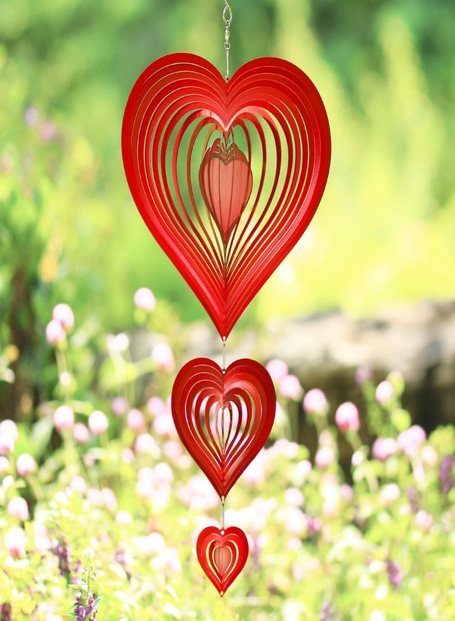 SOSUNLID Wind Spinners Outdoor, 3D Red Hearts Hanging Wind Spinners, 14 inches, Kinetic, Stainless-Steel Metal, Smooth Spinning, Indoor and Outdoor Decoration for Garden, Patio, Yard, Gift for Women Mom Wife - Image 5