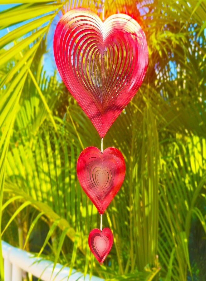 SOSUNLID Wind Spinners Outdoor, 3D Red Hearts Hanging Wind Spinners, 14 inches, Kinetic, Stainless-Steel Metal, Smooth Spinning, Indoor and Outdoor Decoration for Garden, Patio, Yard, Gift for Women Mom Wife - Image 2