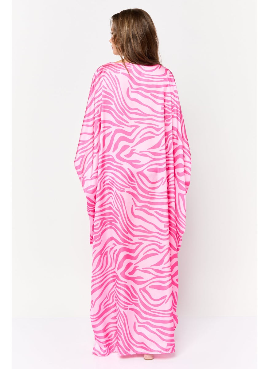 Kathy Ireland Women Animal Print Kaftan Dress, Pink  - Image 2