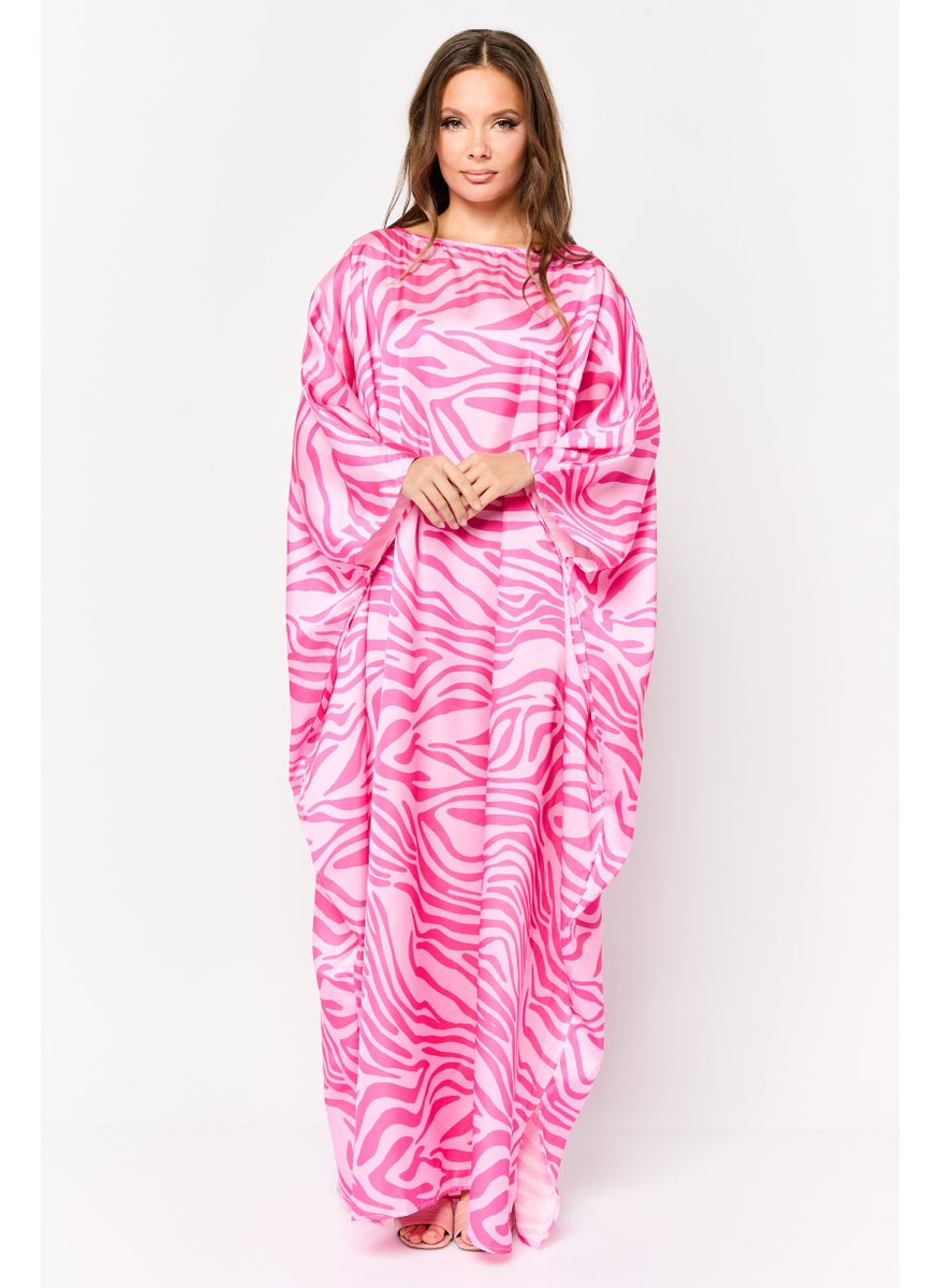 Kathy Ireland Women Animal Print Kaftan Dress, Pink  - Image 1