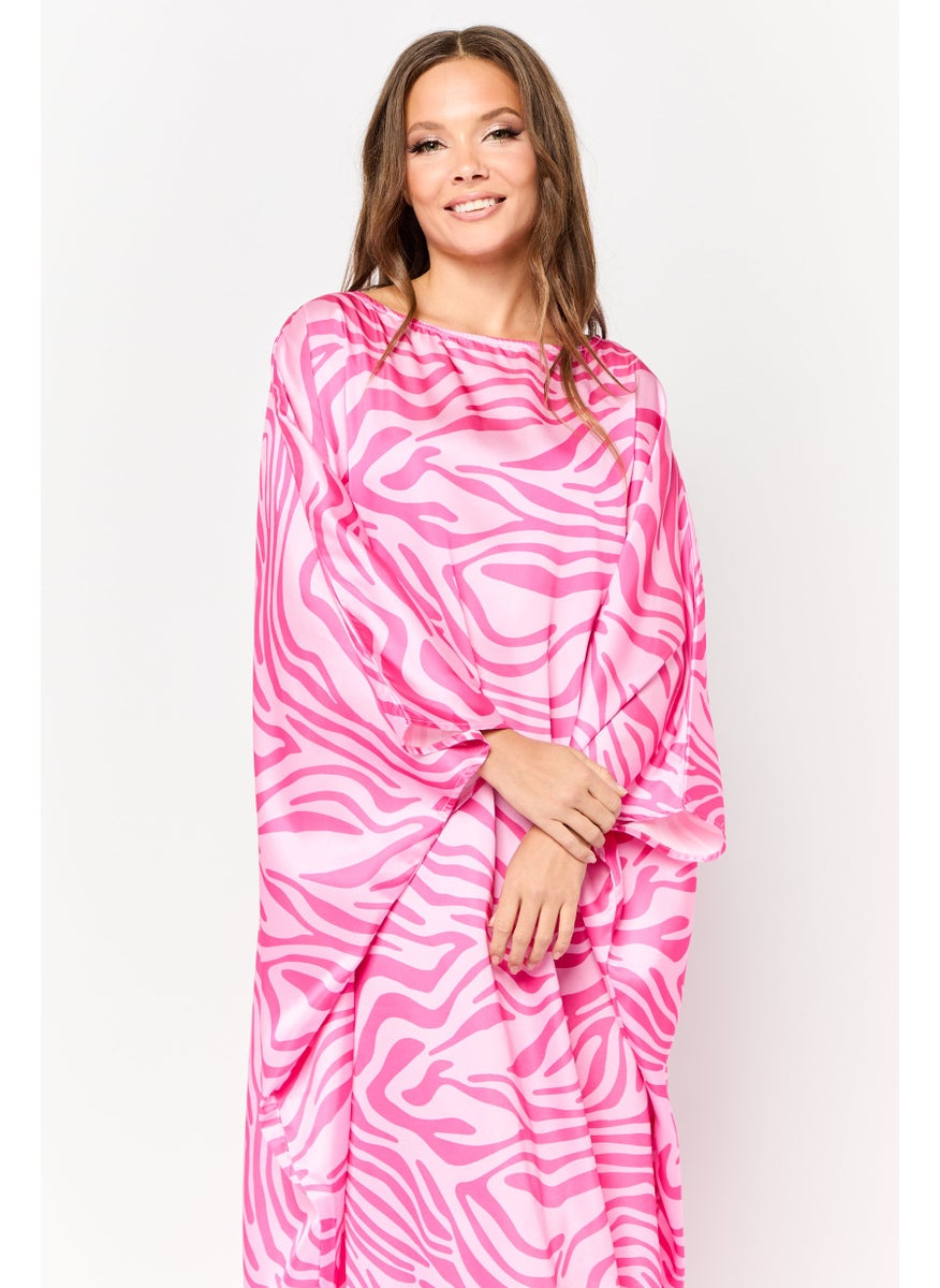 Kathy Ireland Women Animal Print Kaftan Dress, Pink  - Image 3
