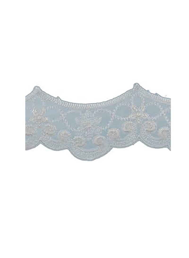 Embroidered Galloon Bridal Organza Trim 1-1/2 inch Oyster - Image 1