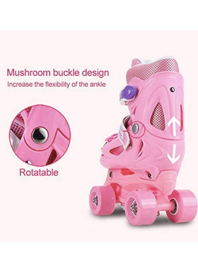 LIMOS - Roller Skates Shoes, Double Rows 4 Wheels with Adjustable Size AREA for Boys And Girls (Pink S(31-34)) - Image 1