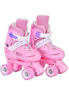 Roller Skates Shoes, Double Rows 4 Wheels with Adjustable Size AREA for Boys And Girls (Pink S(31-34))