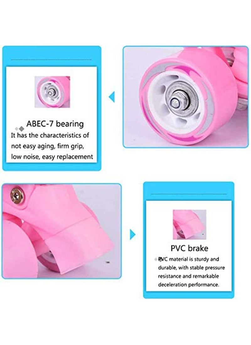 LIMOS - Roller Skates Shoes, Double Rows 4 Wheels with Adjustable Size AREA for Boys And Girls (Pink S(31-34)) - Image 1