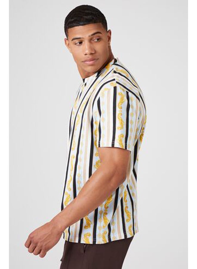 FOREVER 21 Striped Ornate Crew Tee - Image 2