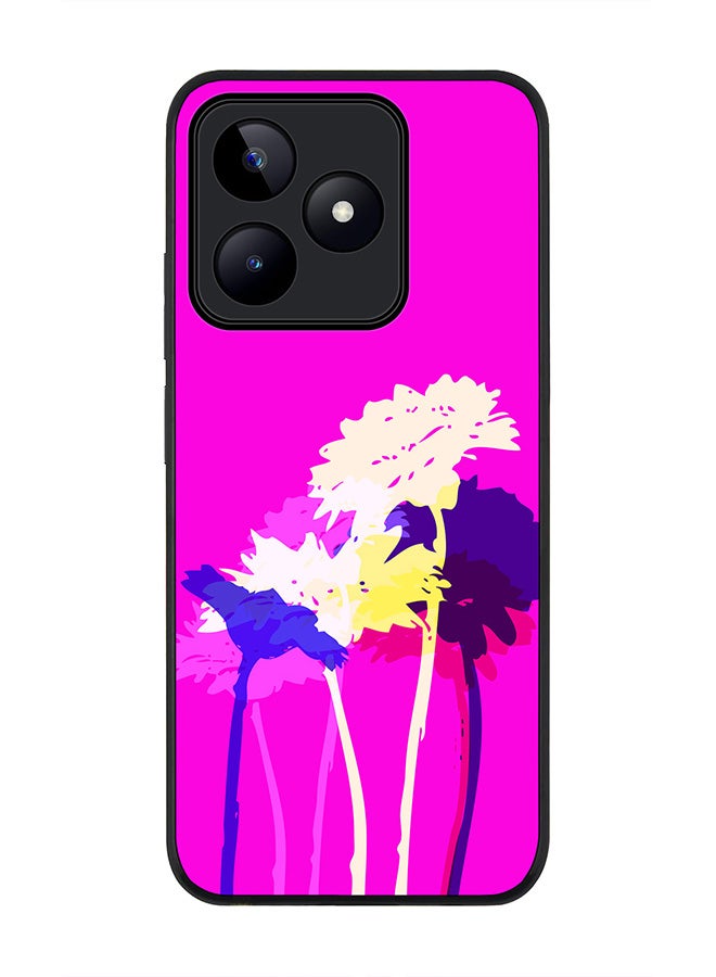 Stylizedd Rugged Black edge case for Realme C51 / Realme Note 50 4G, Slim fit Flexible Anti Drop Thin Cover - Bleeding Flowers (Pink) - Image 1