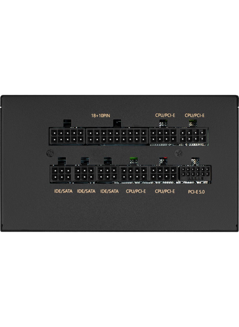 AeroCool AERO GOLD 850W V.2 Black Power Supply | ATX 3.1 & PCIe 5.1 Compatible | 80 PLUS Gold Certified | Fully Modular PSU | 12V-2x6 Connector | Japanese 105°C Capacitors | Ripple <50mV | Silent 120mm HDB Fan | High Efficiency PC Power Supply | Multi-Protection (OVP/UVP/OCP/OPP/SCP/OTP) | Clean Cable Management | Compact 140mm Design | EU Power Cord Included - Image 4