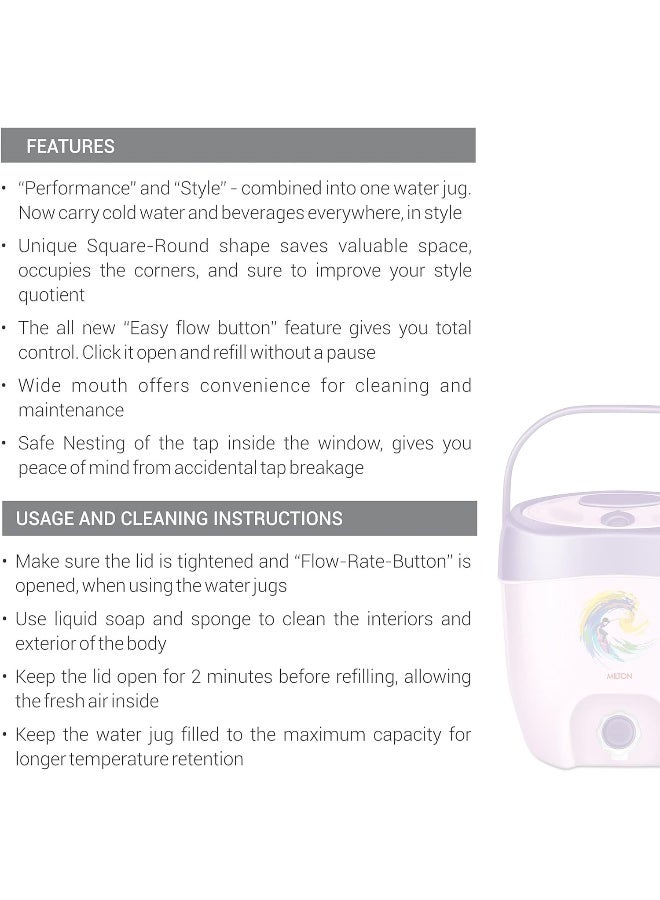 Milton Kool Seal Water Jug 6 Litre – Plastic Insulated Water Dispenser with PU Insulation, BPA Free, Food Grade, Keeps Water Cool for Long Hours, Easy to Carry – Purple - Image 5