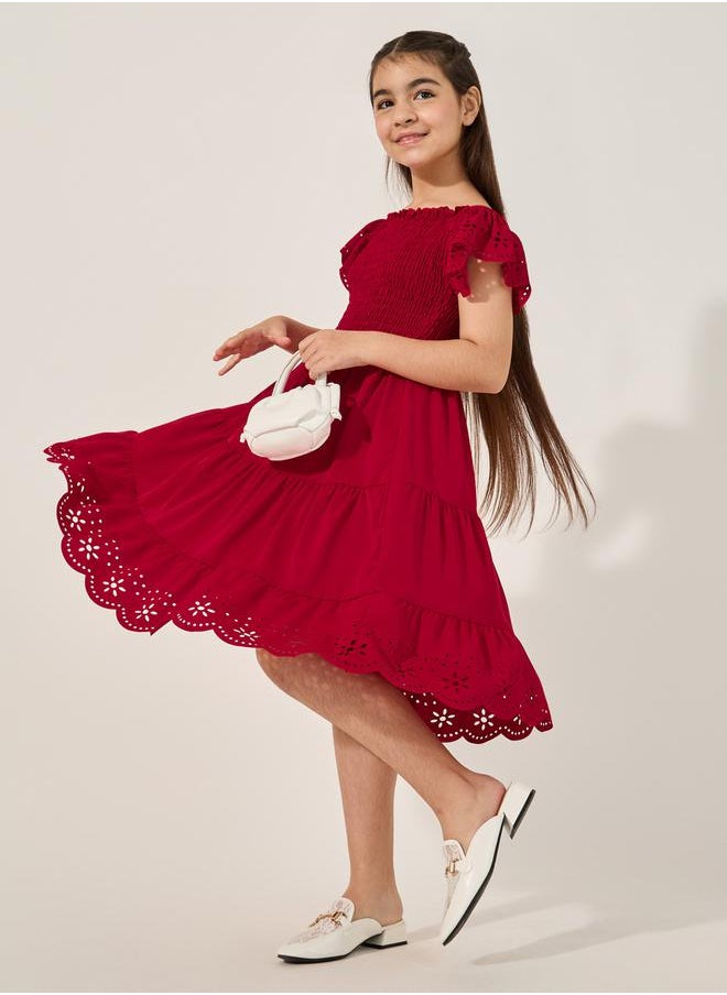 Styli Eyelet Hem Dress  - Image 1