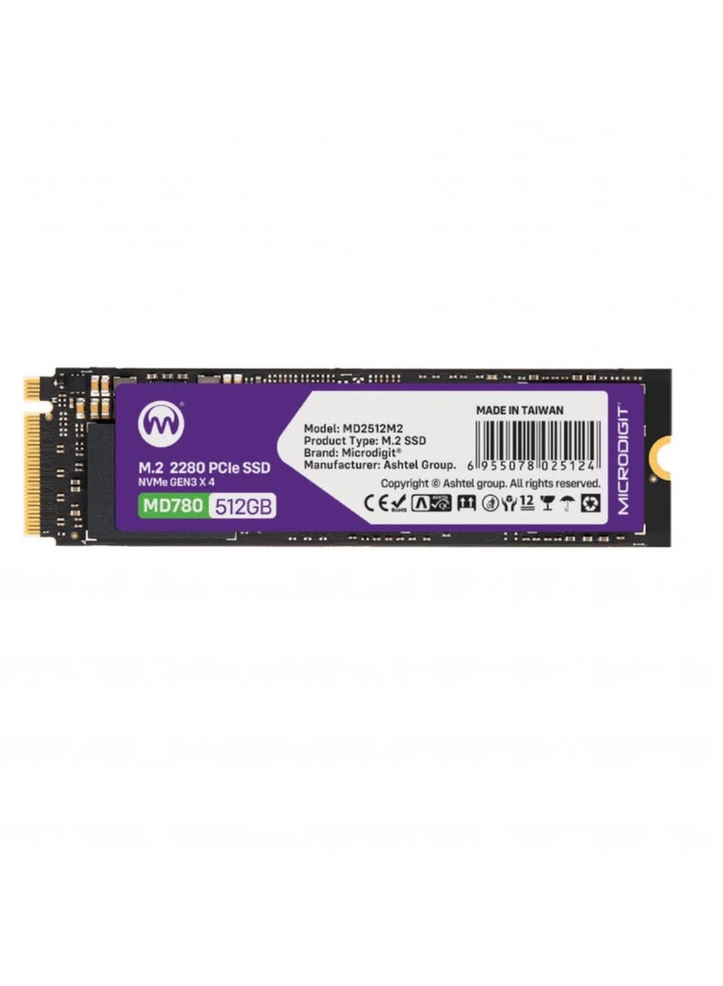 MICRODIGIT M.2 2280 PCIe SSD 512GB - NVMe GEN3 X 4 
