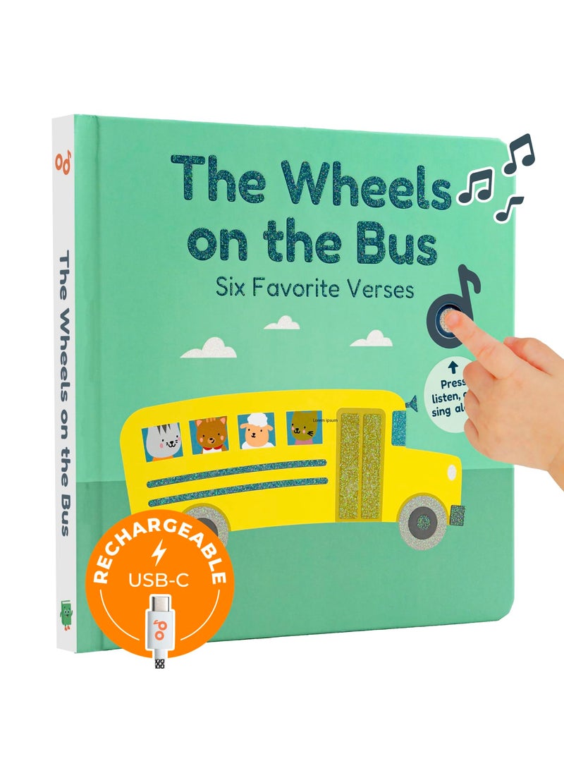 Cali's Books Calis Books The Wheels on The Bus Book | New Rechargeable Musical Book, No More Batteries | Books for 1 Year Old | Wheels on The Bus Toy | Musical Book for Toddlers 1-3 | Musical Toy for Toddlers  - Image 1