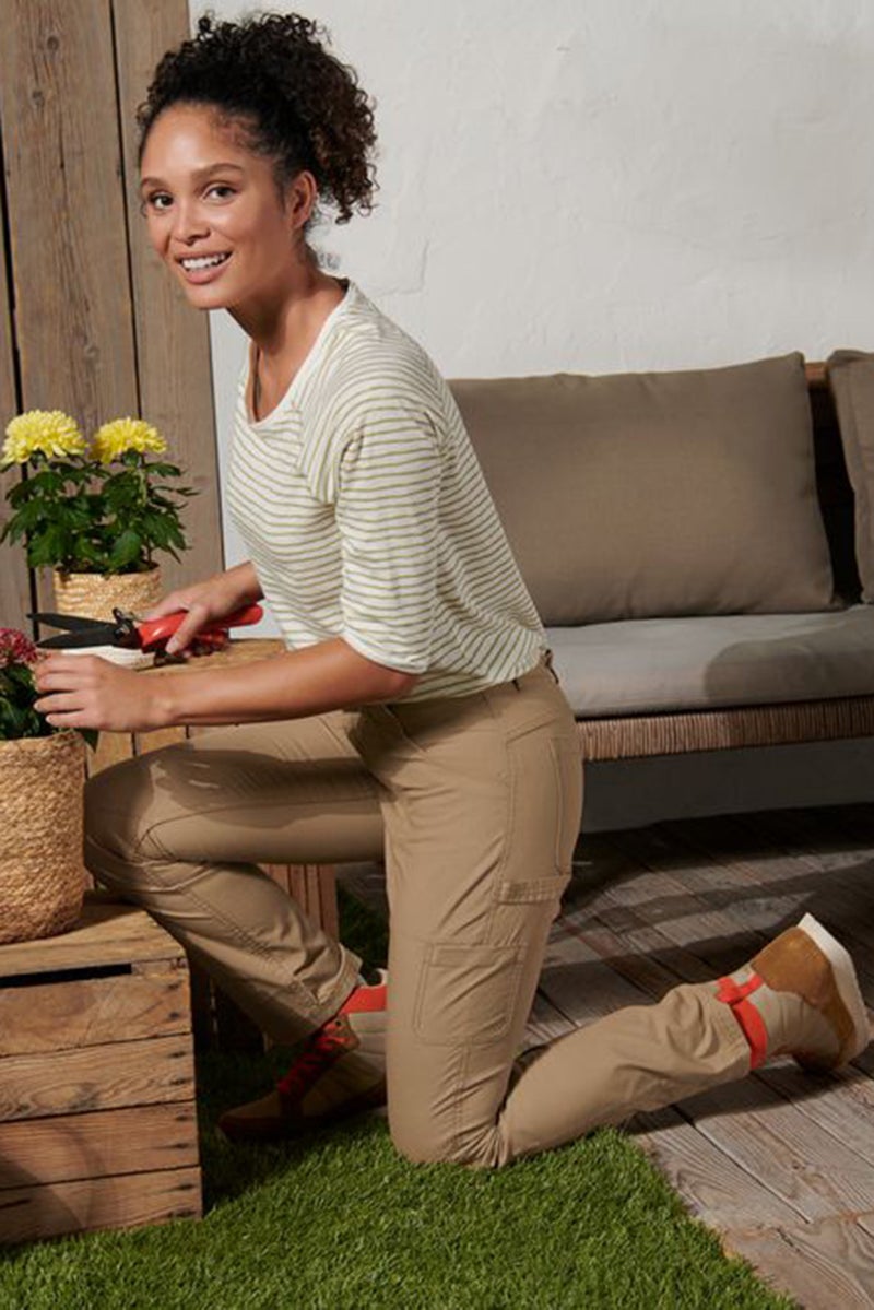 Tchibo Women Regular Fit Plain Jogger Pants, Brown  - Image 1