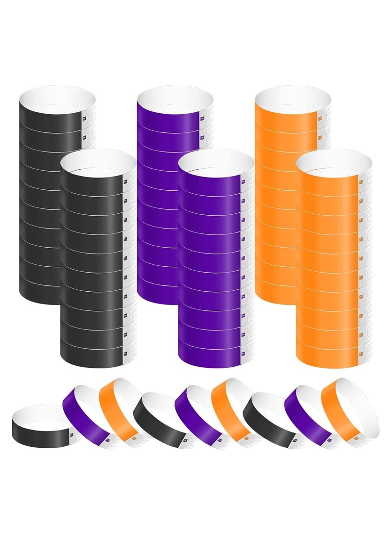 DELGREEN 600pcs Neon Wristbands Waterproof Paper Bracelets Event Colorful Wrist Party Bands ArmbandsDisposable Waterproof Wristband Colored Wristband Suitable for Parties Concerts,Purple Orange Black Colors  - Image 1