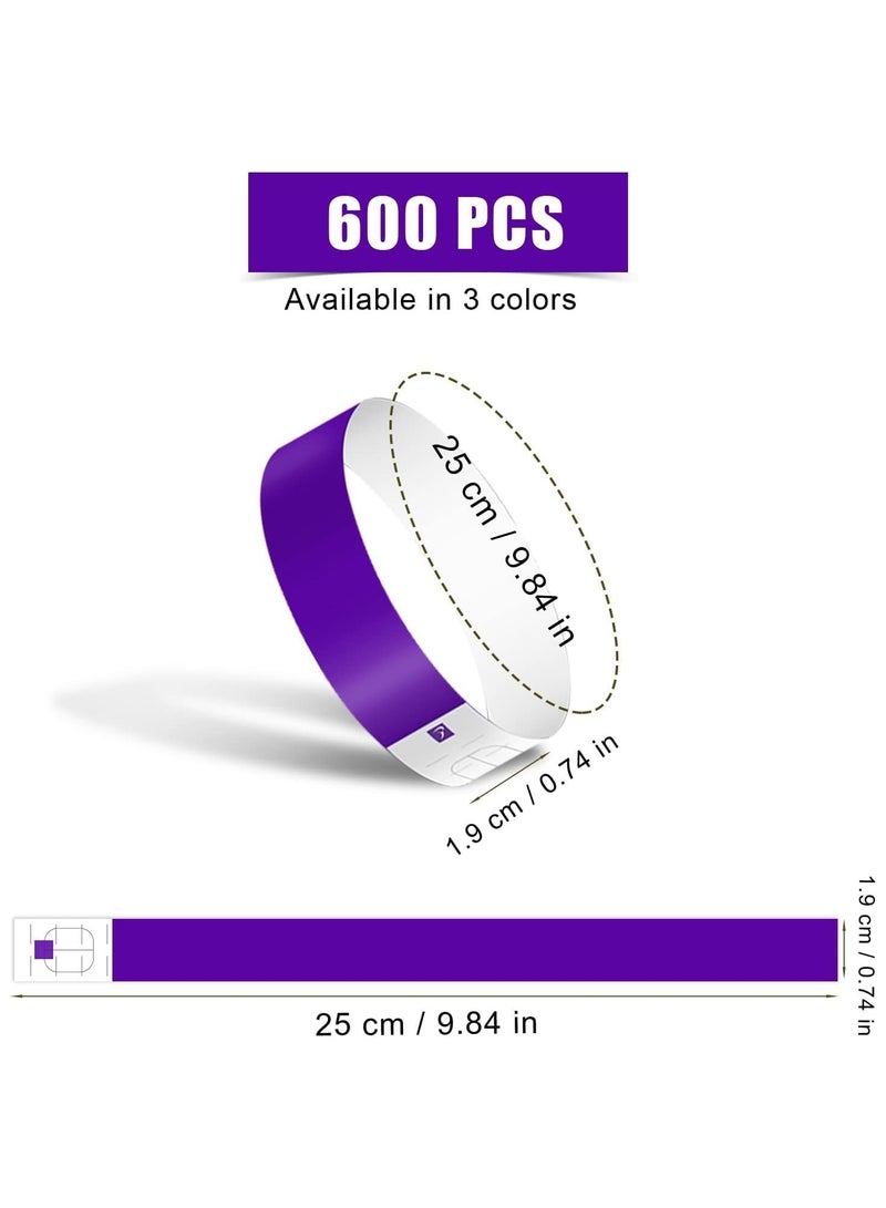 DELGREEN 600pcs Neon Wristbands Waterproof Paper Bracelets Event Colorful Wrist Party Bands ArmbandsDisposable Waterproof Wristband Colored Wristband Suitable for Parties Concerts,Purple Orange Black Colors  - Image 2