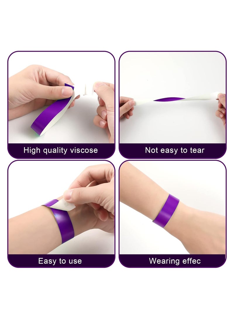 DELGREEN 600pcs Neon Wristbands Waterproof Paper Bracelets Event Colorful Wrist Party Bands ArmbandsDisposable Waterproof Wristband Colored Wristband Suitable for Parties Concerts,Purple Orange Black Colors  - Image 3