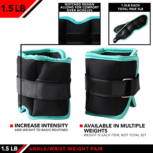 JFIT Ankle Weight Pair 1.5 LBS, Set of 2 with Adjustable Velcro Straps - Breathable, Moisture Absorbent Weight Straps for Men and Women - Comfortable Ankle, Wrist Weights - Image 4