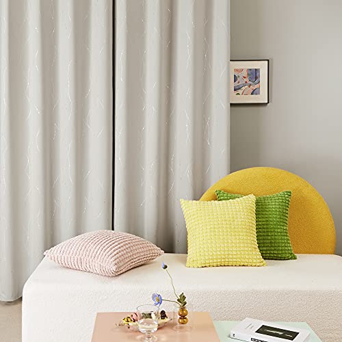 Deconovo Beige Curtains for Living Room, Light Darkening Soundproof Drapes with Wave Dots Silver Print, Farmhouse Boho Curtain, 52 x 84 Inch Long, Set of 2 Window Panels for Bedroom Office Nursery - Image 3