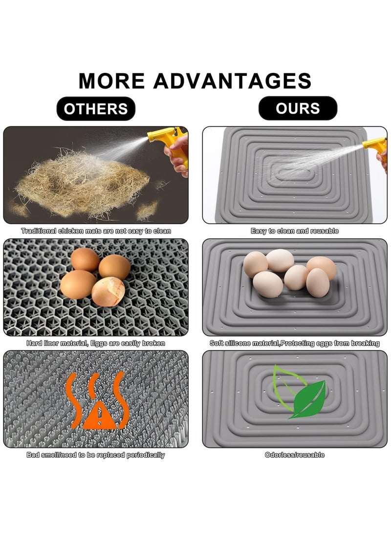 Loquat SYOSI 4 Pcs Silicone Chicken Nesting Pads, Washable Nesting Pad for Chicken Coop, Gray Nesting Box Pad for Chickens, Silicone Pads for Chicken Nest, Chicken Coop, Chicken Laying Boxes (Gray) - Image 4