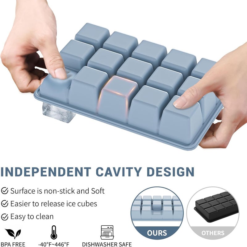 Silicone Ice Cube Tray 3 Pack with Lid - BPA Free Ice Cube Molds for Cocktails and Whiskey - Image 3