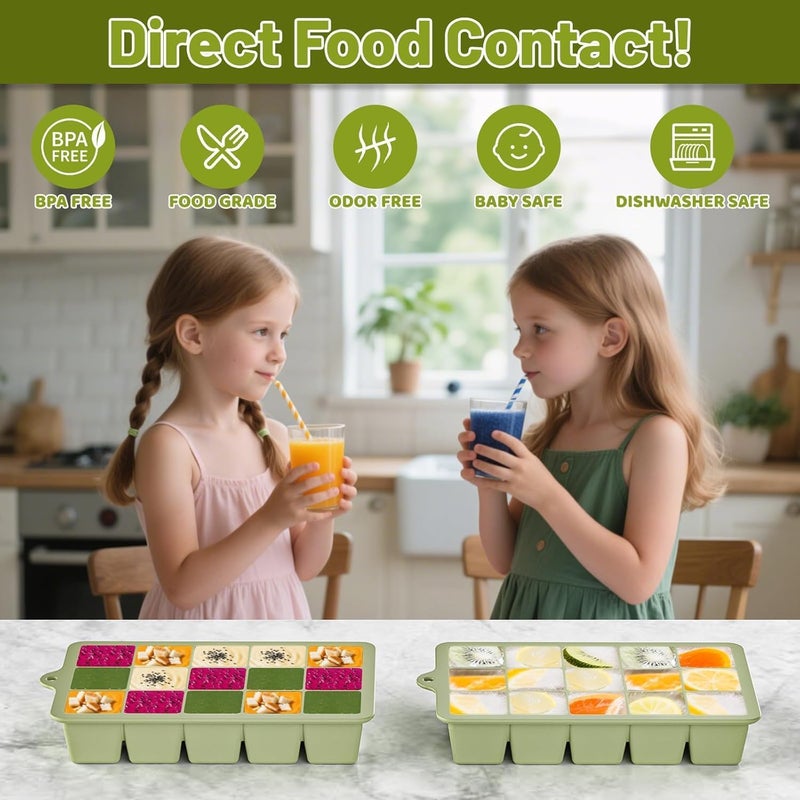 Silicone Ice Cube Tray 3 Pack with Lid - BPA Free Ice Cube Molds for Cocktails and Whiskey - Image 4