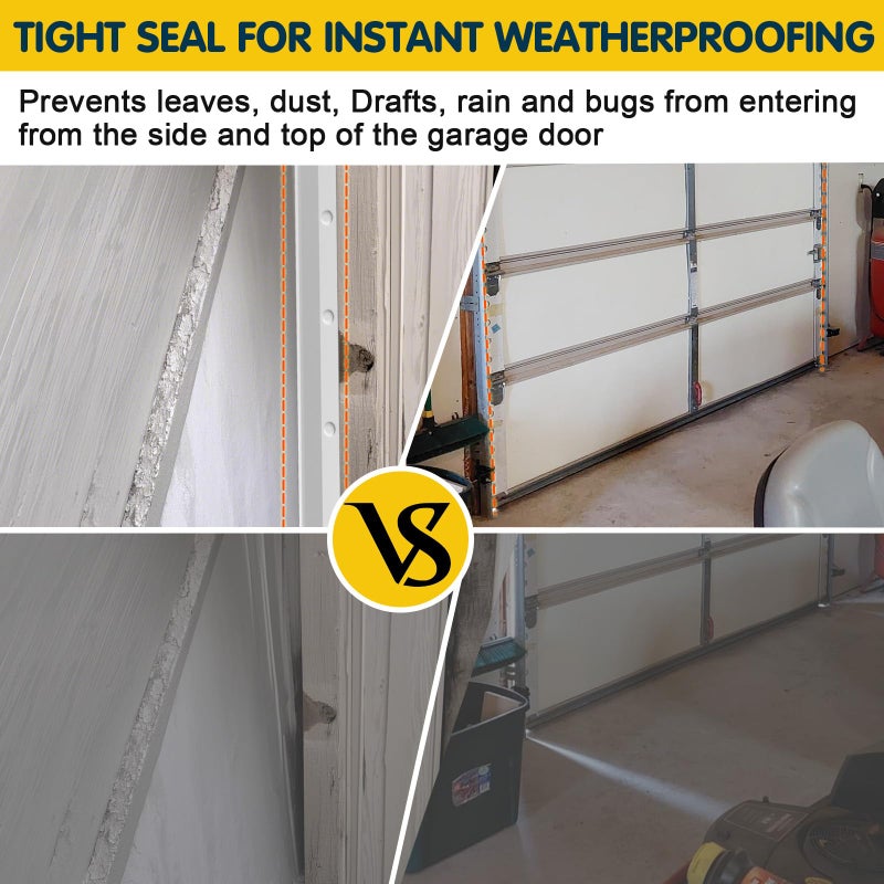 Nayotaa Garage Door Seal Top and Sides - 40 FT TPE Weather Stripping Garage Door Seal Replacement Weatherproofing Universal Sealing, White - Image 4