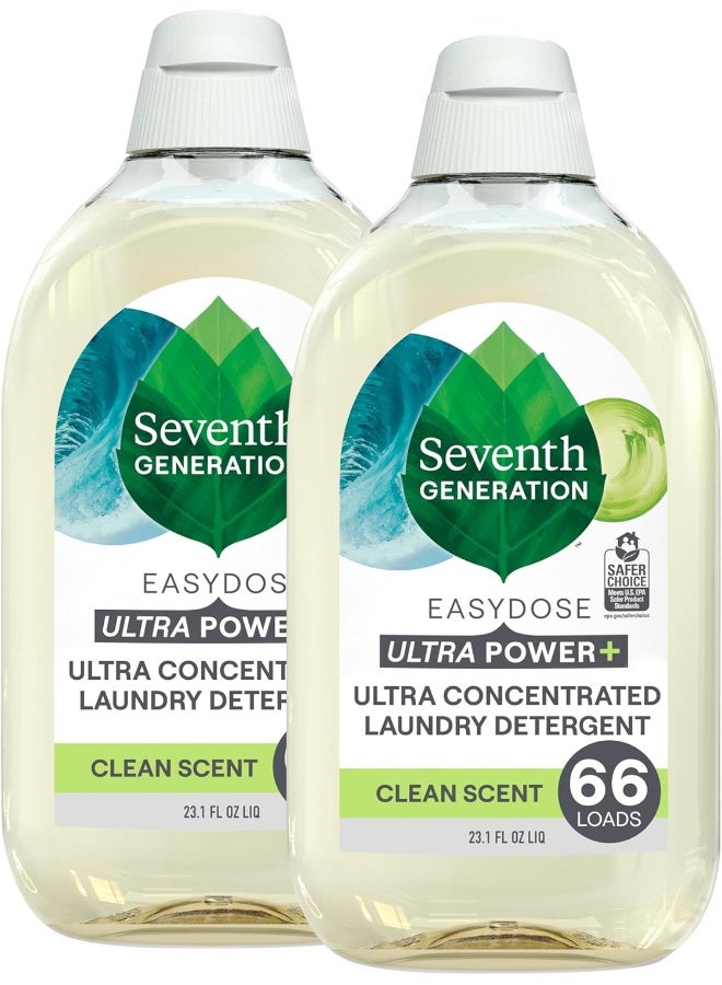 Seventh Generation Laundry Detergent Ultra Concentrated Clean Scent 2 Pack 132 Loads, Power Plus, 23.1 Ounce - Image 1