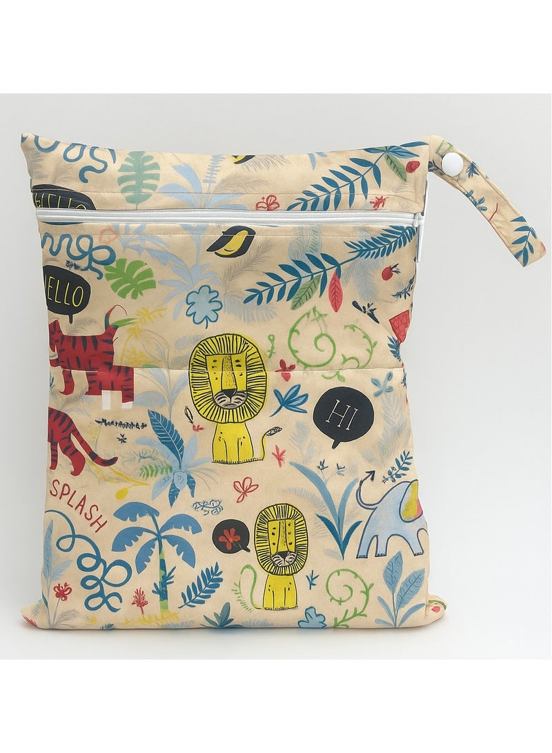GT-Wheel Waterproof Wet Bag Reusable Washable Wet Dry Bag with Double Zipper for Travel Beach Diapers Swimwear & More  - Image 1