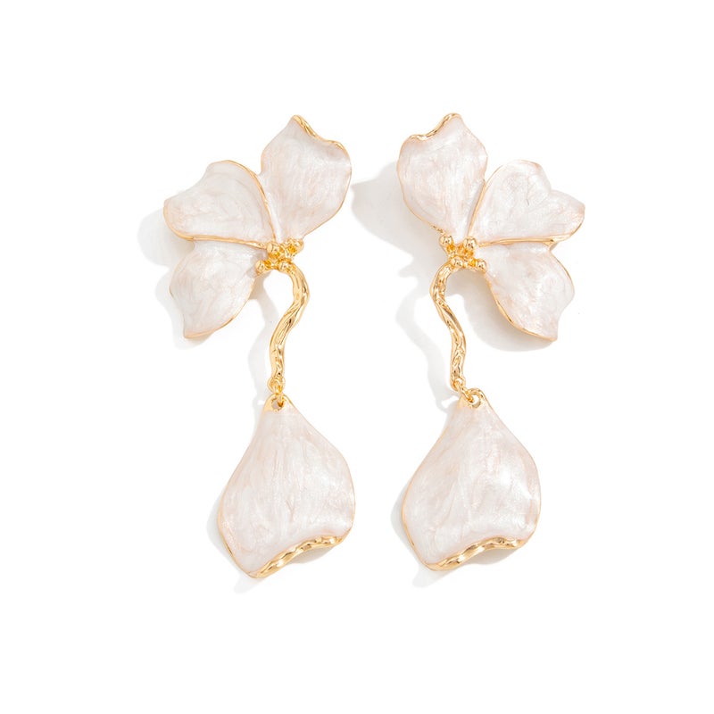 SHIXIN European and American Cross-Border Accessories: Ins Style Trendy Oil-Drop Petal Earrings, Retro Geometric Resin Earrings for Women - Image 5