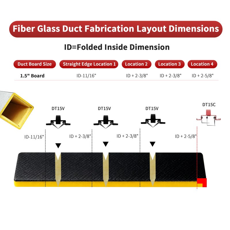 Sumglicie DT15C 1.5" Cut-Off Duct Board Cutting Tool â€” Heavy-Duty HVAC Hand Tool for Straight & End Cuts on Duct Board, Red Steel Sled Frame, Replaceable Heat-Treated Stainless Blades - Image 3