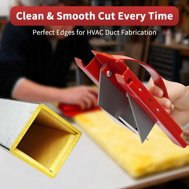 Sumglicie DT15C 1.5" Cut-Off Duct Board Cutting Tool â€” Heavy-Duty HVAC Hand Tool for Straight & End Cuts on Duct Board, Red Steel Sled Frame, Replaceable Heat-Treated Stainless Blades - Image 5