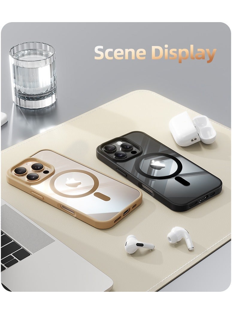 راكسوم جراب شفاف من ماج سيف مع غطاء رمادي لهاتف آيفون 16 برو ماكس - مغناطيسات N52 أقوى - حماية من الصدمات - Image 3