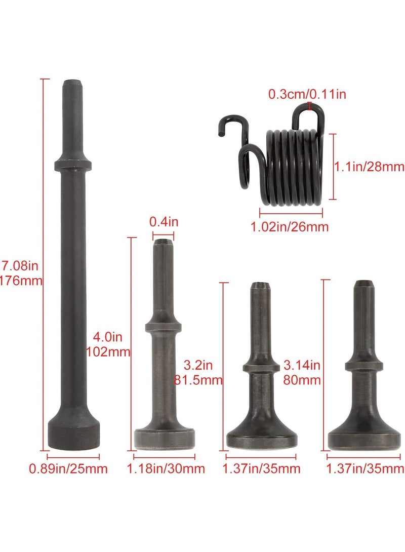 YaeKoo 5 Pcs Smoothing Air Hammer Tool Kit Pneumatic Chisel Bits Accessories 0.401'' (10mm) Shank Air Hammer Extended Length With Spring - Image 3