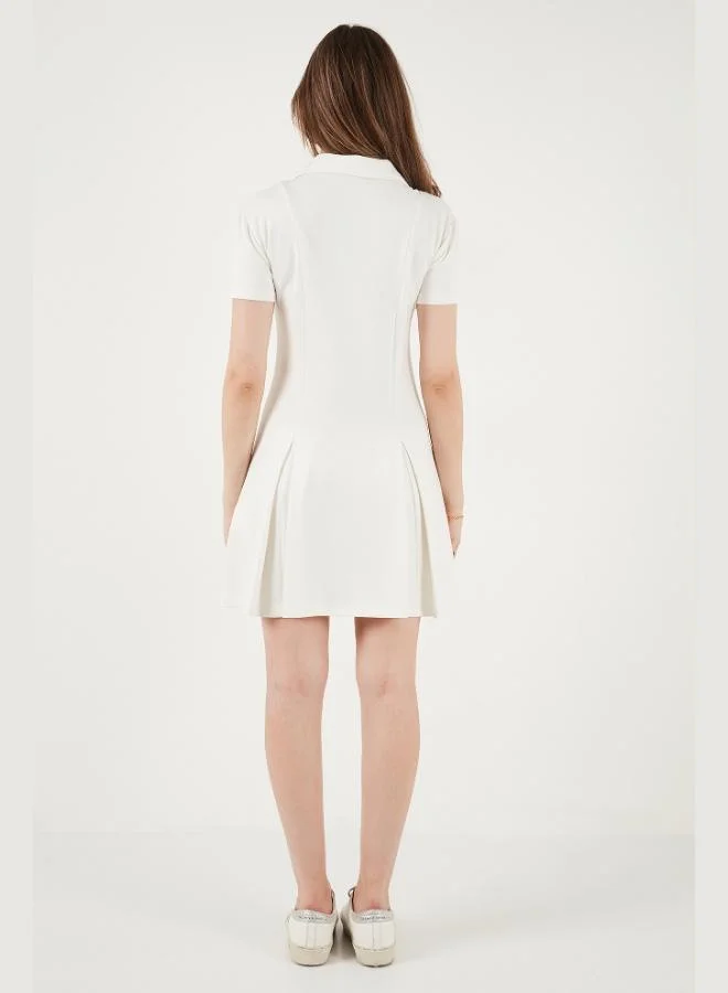 Lela  Lela Fitted Classic Collar Zipper Detail Pleated Mini Dress Women's Dress 5866659 for Women | Best Price UAE