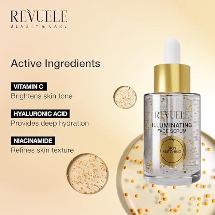Revuele Face Serums – Hydrating, Brightening & Anti-Aging Daily Serums with Vitamin C, Niacinamide, Hyaluronic Acid – Moisturizing, Comforting, Renewing & Illuminating (1 fl. oz, Illuminating) - Image 3