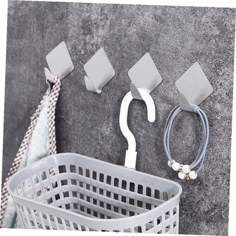 12 Sets Diamond Shape Stainless Steel Wall Hooks for Bathroom Kitchen Dressing Room 2 - Image 4