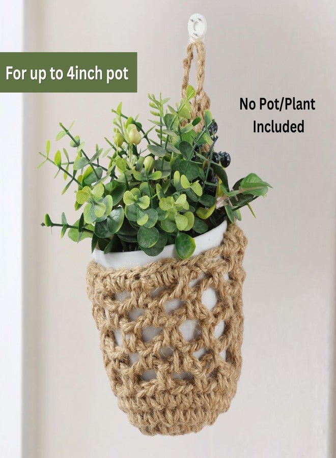 Shineloha 3 Pack Hanging Planter for 4 inch Pot, Wall Planters for Indoor Plants | Macrame Plant Hanger, Wall Hanging Decor Pocket Planter | NO Plant/Pot Included (Jute, 3PK)… - Image 5
