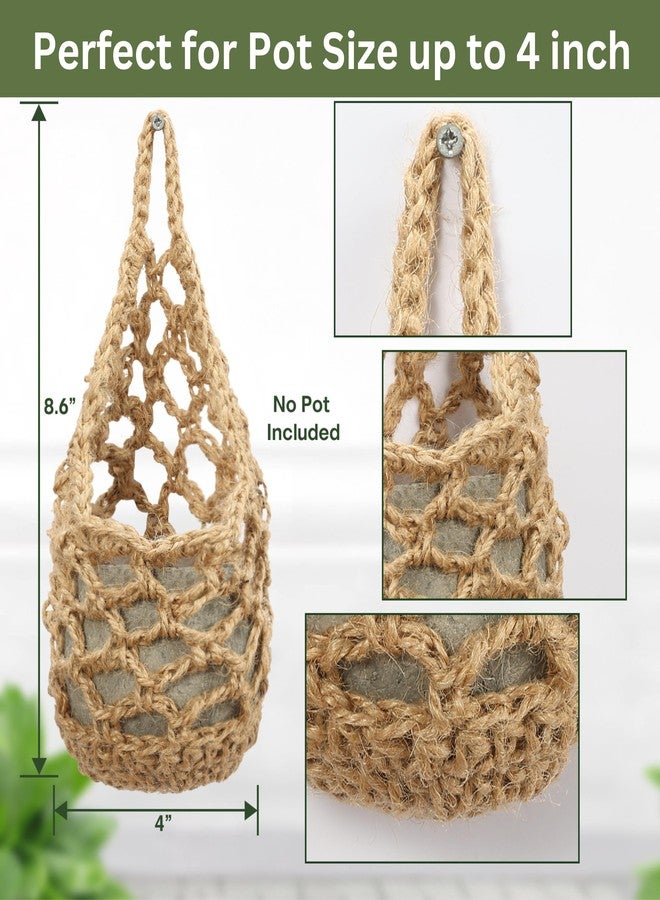 Shineloha 3 Pack Hanging Planter for 4 inch Pot, Wall Planters for Indoor Plants | Macrame Plant Hanger, Wall Hanging Decor Pocket Planter | NO Plant/Pot Included (Jute, 3PK)… - Image 2