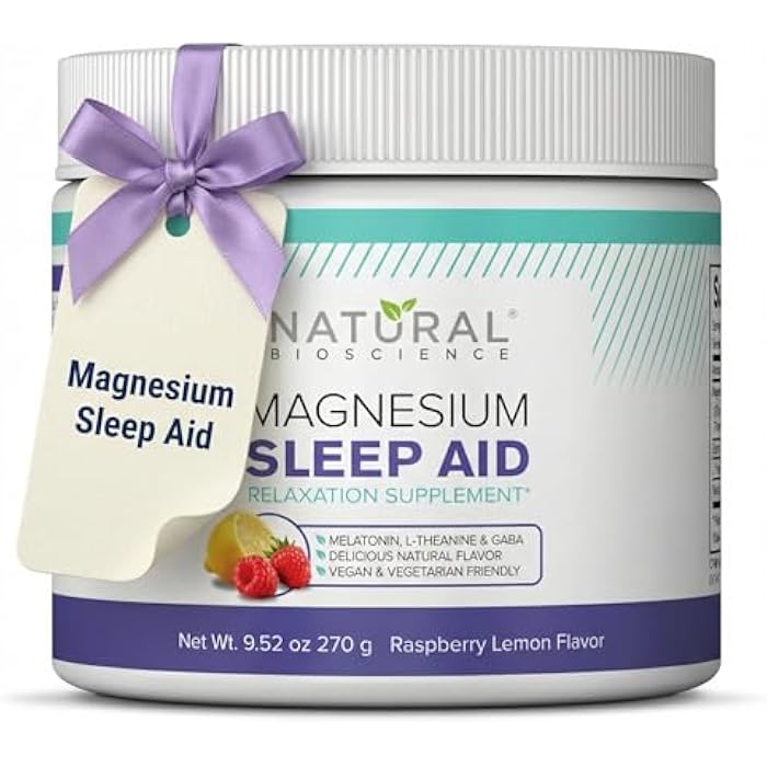 Natural BioScience Magnesium Sleep Night Time Powder - Magnesium Citrate, Magnesium Glycinate with Melatonin, L-Theanine and GABA Sleep Aid, Natural Sleep Supplement, Vegan, Gluten-Free, Raspberry Lemon Flavor - Image 1
