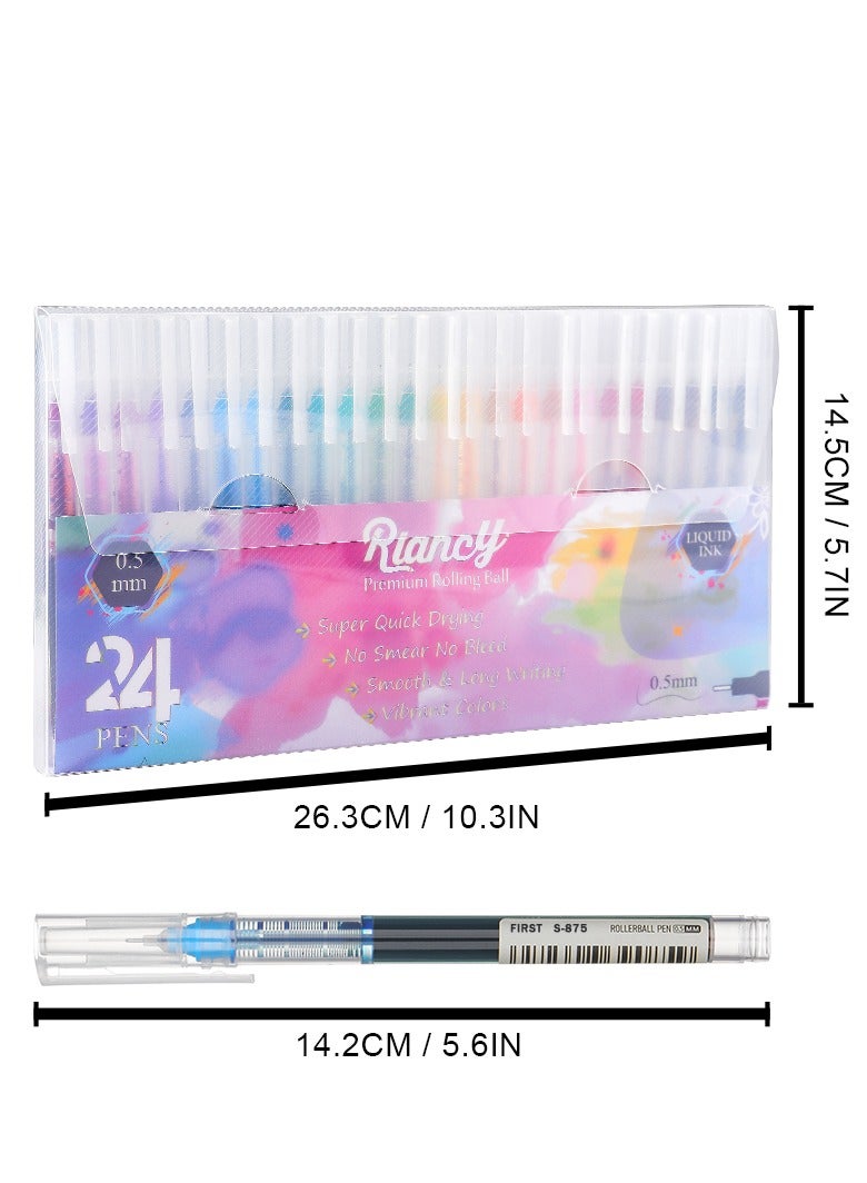 ريانسي قلم حبر سائل مباشر بكرة قلم حبر محايد ب24 لونًا ، سريع الجفاف، سعة عالية، وفرشاة ذات أنبوب إبرة للاستخدام من قبل الطلاب والمكاتب - Image 2