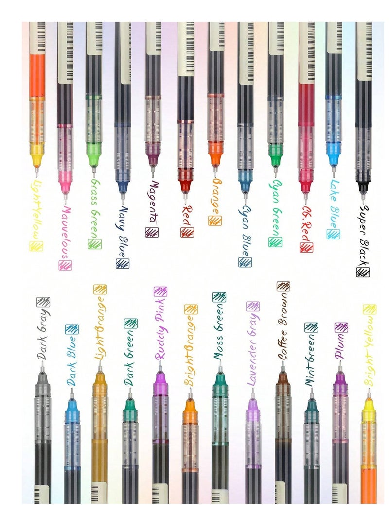 ريانسي قلم حبر سائل مباشر بكرة قلم حبر محايد ب24 لونًا ، سريع الجفاف، سعة عالية، وفرشاة ذات أنبوب إبرة للاستخدام من قبل الطلاب والمكاتب - Image 3
