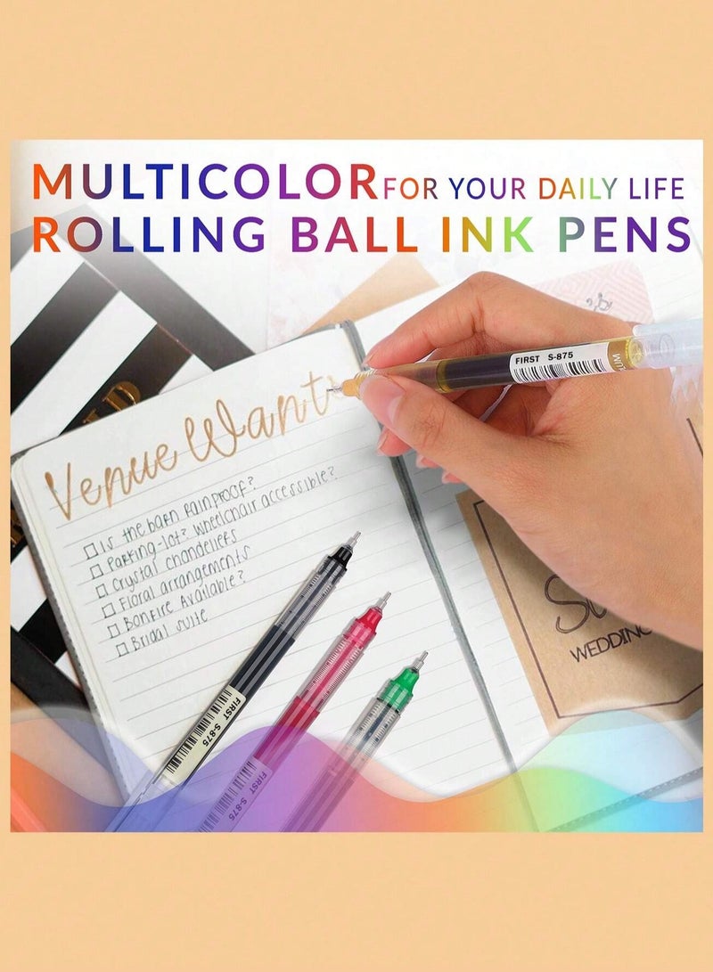 ريانسي قلم حبر سائل مباشر بكرة قلم حبر محايد ب24 لونًا ، سريع الجفاف، سعة عالية، وفرشاة ذات أنبوب إبرة للاستخدام من قبل الطلاب والمكاتب - Image 4