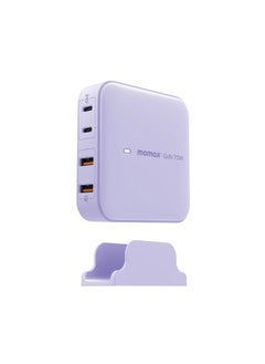 Momax 70W Gan Charger 2 USB-C PD Ports & 2 USB-A Desktop Charger for MacBook, Dell, Lenovo,Tablets & Smartphones - Purple  - Image 2