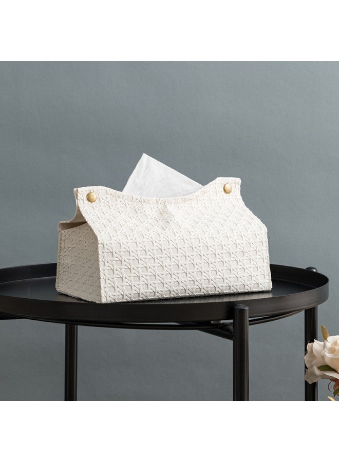 WAOKN Simple Nordic Style Tissue Box, Modern PU Leather Rectangular Tissue Storage Box, Suitable for Bathroom Home Living Room, Bedroom, Kitchen, Dresser Countertop, Office Desk - Beige  - Image 2