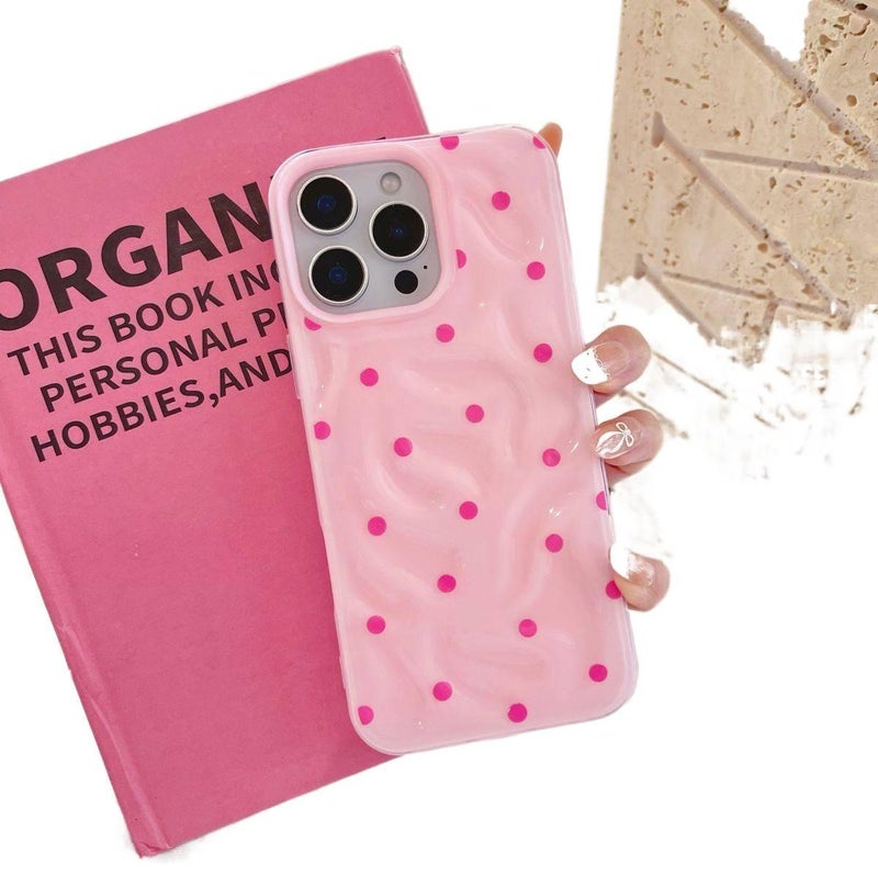 iPhone 12 Cover Protective , , Polka Dot , Pink , for Work and School - Image 1