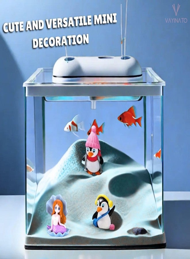 مجموعة VAYINATO® من قطعتين (حورية بحر وبطريق واحد) ألعاب راتنجية مصغرة لطيفة لتزيين أحواض السمك، والمكتب، وأحواض النباتات، والكعك، والديكورات الداخلية التي يمكنك صنعها بنفسك | لون ونمط عشوائي - Image 2